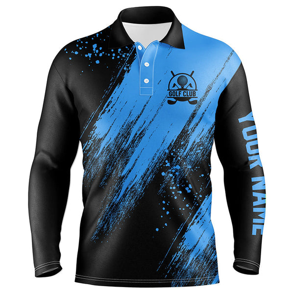 Black and blue Mens golf polo shirts custom golfing gifts, best mens golf tops NQS7345