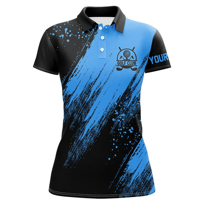 Black and blue Womens golf polo shirt custom name golfing gifts, ladies golf tops NQS7345