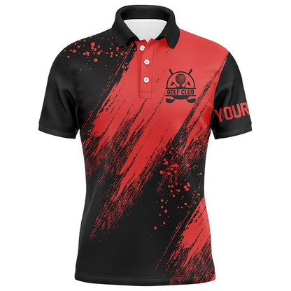 Black and red Mens golf polo shirts custom golfing gifts, best mens golf tops NQS7346