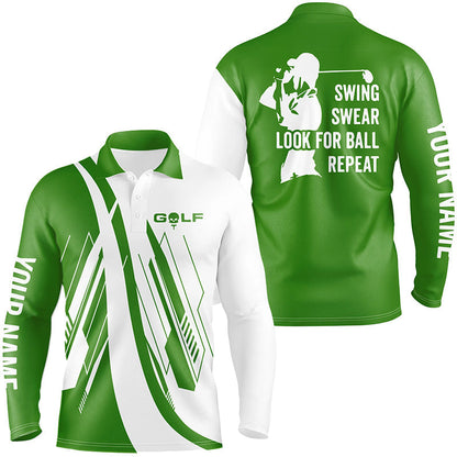 Green and white Mens golf polo shirts custom swing swear look for ball repeat golf shirt for mens NQS7921
