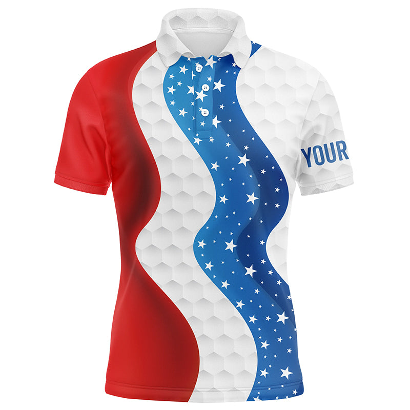 Red, white and blue American Flag Mens golf polo shirts custom mens golf clothes, cool golf gifts NQS7926