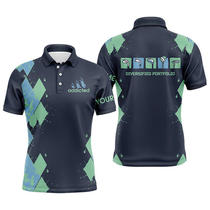Mens golf polos shirts custom blue argyle plaid golf shirts mens diversified portfolio golf clubs NQS6466