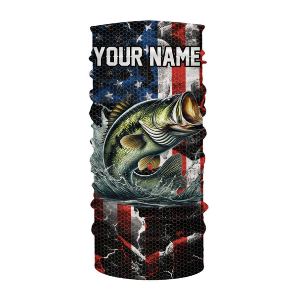 Largemouth Bass fishing American flag Custom UV protection performance long sleeve fishing jerseys NQS9276