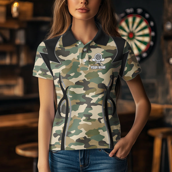 Deer Skull Darts Board Camo Darts Polo, Quarter zip Shirts For Women Custom Team Darts Jersey NQS9444