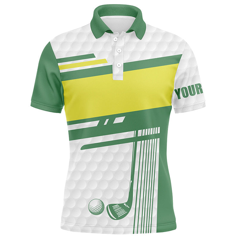 Mens golf polo shirts custom white, green and yellow golf clubs best mens golf wears NQS7204
