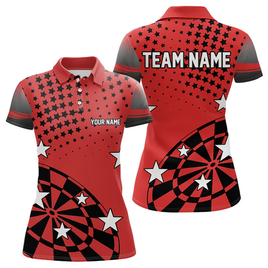Stars Darts Polo, Quarter Zip Shirt For Women Custom Dart Team Jerseys | Red NQS9778