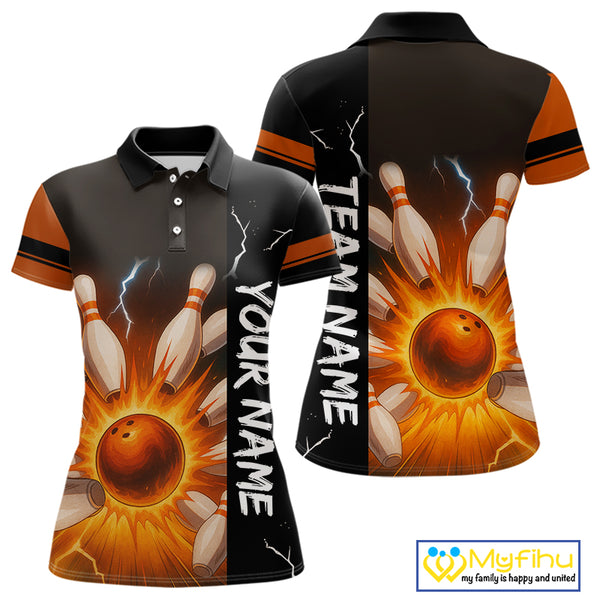 Orange Flame Lightning thunder Bowling shirt For Women custom bowling team jersey Bowler Outfits NQS10329