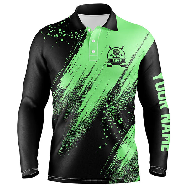 Black and green Mens golf polo shirts custom golfing gifts, best mens golf tops NQS7088