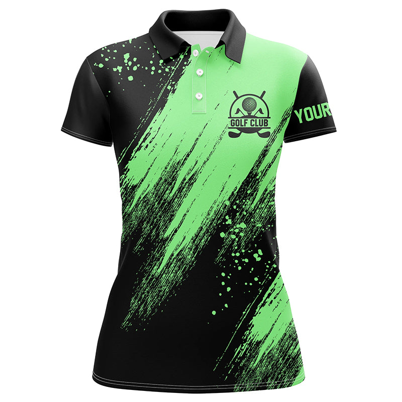 Black and green Womens golf polo shirt custom name golfing gifts, ladies golf tops NQS7088