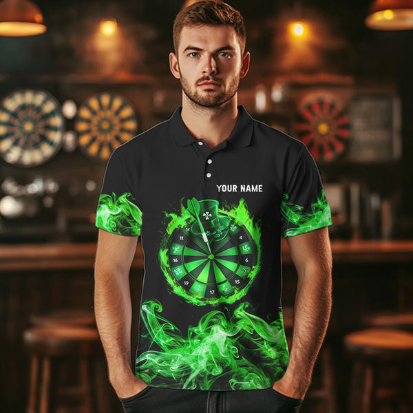 Green Flame Smoke Lucky clover Darts Shirts For Men Custom St Patrick Day Team Darts Jersey Outfit NQS9452