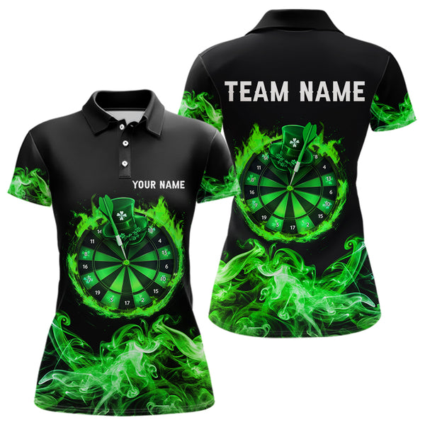 Green Flame Smoke Lucky clover Darts Shirts For Women Custom St Patrick Day Team Darts Jersey Outfit NQS9452