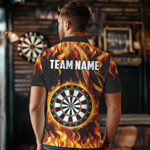 Flame Darboard Fire Pattern Custom Darts Polo, Quarter-Zip Shirts For Men Dart Team Jerseys NQS9459