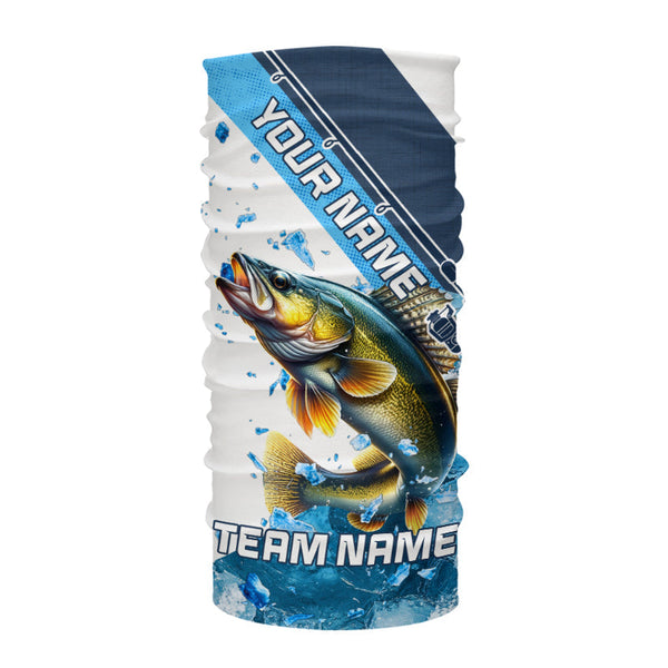 Personalized Blue Ice Walleye Ice Fishing Shirts Custom Walleye Long Sleeve Fishing Jersey for Team NQS9289