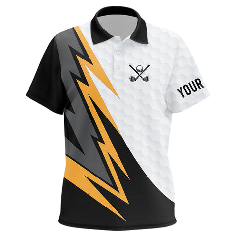 Black and white yellow lightning Kid golf polos shirts custom Kid golf attire outfit for Kid NQS9291