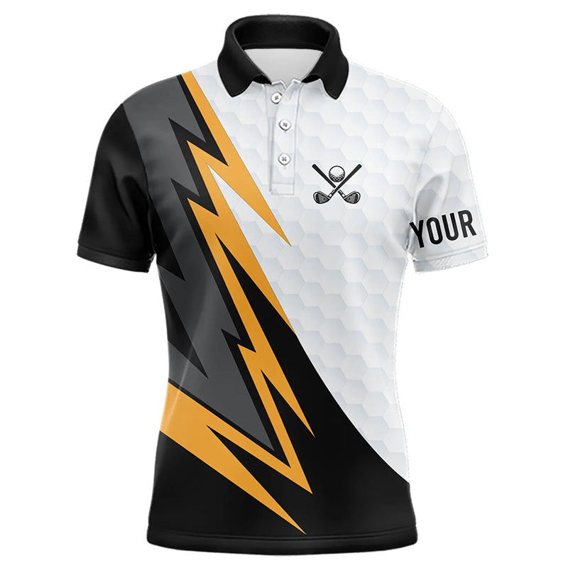 Black and white yellow lightning Mens golf polos shirts custom male golf attire outfit for mens NQS9291