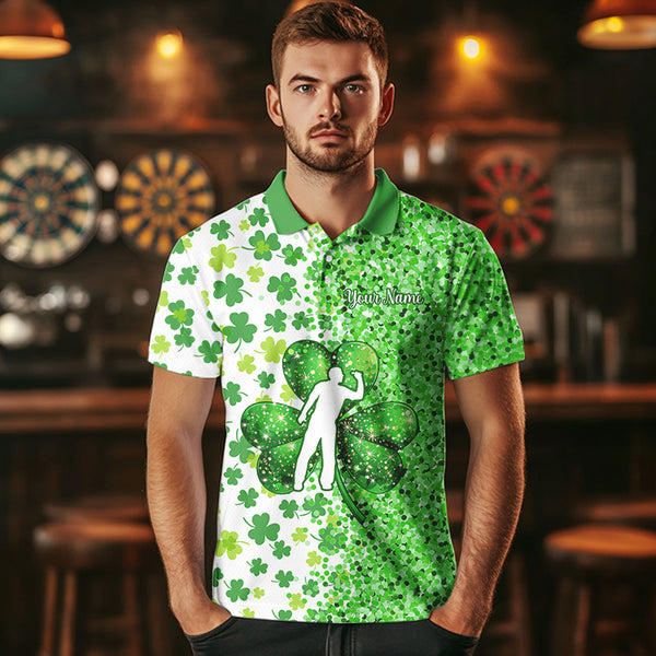 Green glitter shamrock clover Darts Shirts For Men custom St Patrick day Darts Team Jersey NQS9464