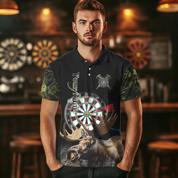 Personalized Black Camo Moose Darts Shirts For Men Custom Darts Team Jerseys NQS9467