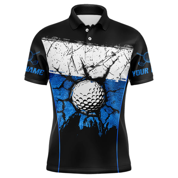 Black, White and Blue Retro broken Golf ball Mens Polo shirt Custom golf outfit for Team mens golf top NQS9788