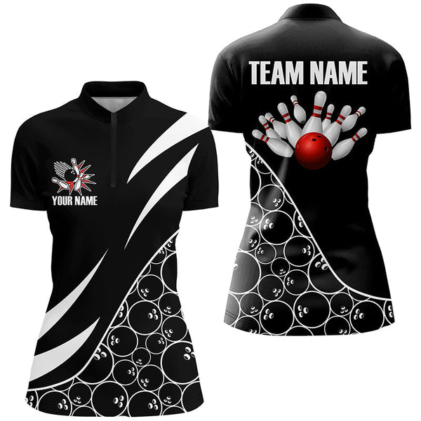 Black and white Bowling camo League Jerseys For Women Custom Retro Bowling Shirts For Team Bowlers NQS7558