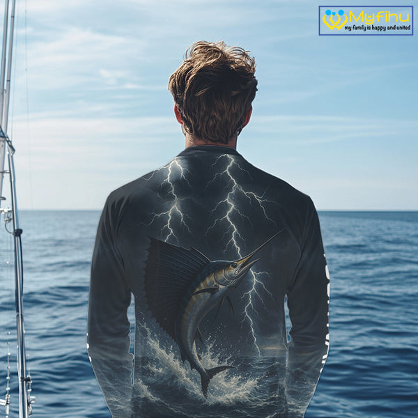 Sailfish fishing Lightning thunder Custom UV protection Sailfish fishing long sleeve shirt jerseys NQS10036