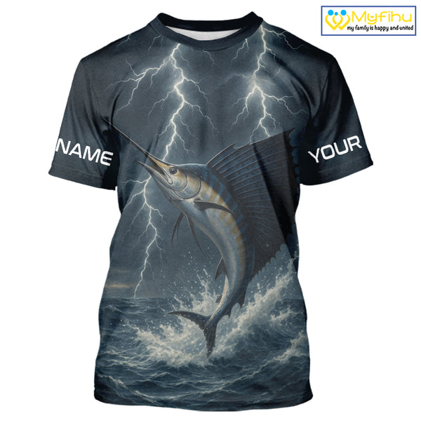 Sailfish fishing Lightning thunder Custom UV protection Sailfish fishing long sleeve shirt jerseys NQS10036