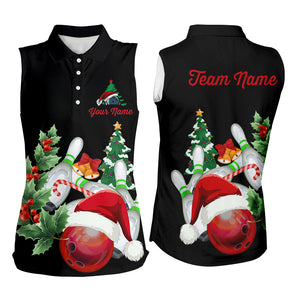 Christmas Bowling Shirt Custom Women Bowling Sleeveless Polo Shirts black team league bowling jersey NQS8823