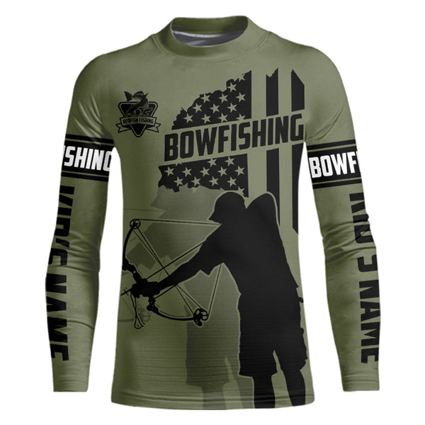 Redfish hunter bowfishing American flag Custom UV sun protection Long sleeve Fishing Shirts jerseys NQS9618