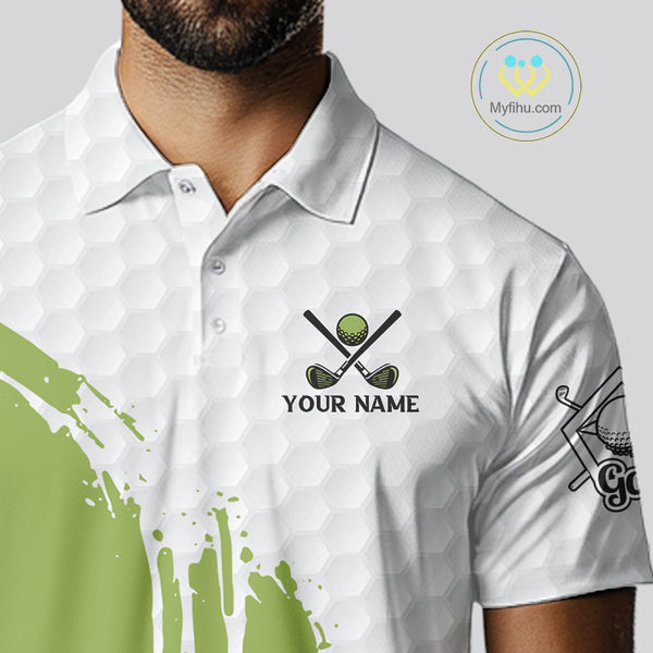 Green and White American Flag Golf Polo shirt for Men Custom patriotic golf team uniform outfit NQS9796