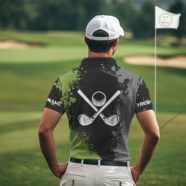 Black and Green Camo Golf Polo shirt for Men Custom golf team uniform golf outfit NQS9797