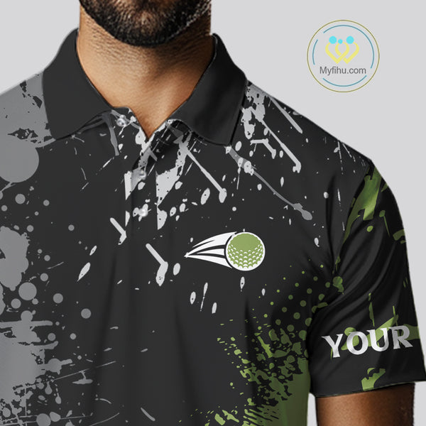 Black and Green Camo Golf Polo shirt for Men Custom golf team uniform golf outfit NQS9797