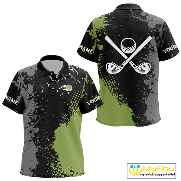 Black and Green Camo Golf Polo Shirts For Kid Custom golf team uniform golf outfit NQS9797