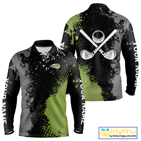 Black and Green Camo Golf Polo shirt for Men Custom golf team uniform golf outfit NQS9797