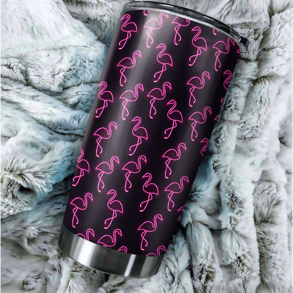 1PC neon pink flamingos pattern Custom Name Tumbler Cup, flamingos Golfing Gifts NQS9917