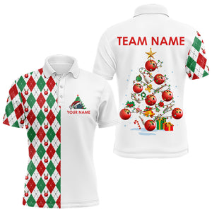 Christmas Tree Bowling Shirts For Men custom red, white, green argyle pattern Bowling Team Jerseys NQS9061