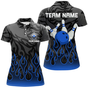 Blue Flame Fire Womens bowling shirts black camo Bowling Jerseys Personalized Bowling Team Shirts NQS9063