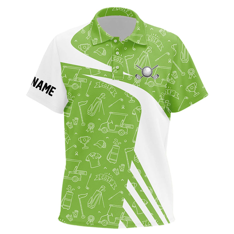 White and Green Golf pattern Kid golf polo shirts custom golf attire for Kid NQS9305