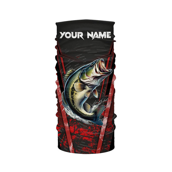 Largemouth Bass fishing shirts Custom UV protection performance black fishing tournament shirts | Red NQS7223