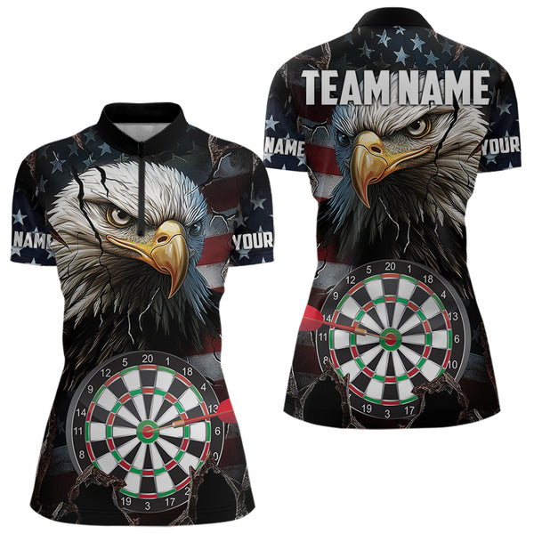 Personalized Eagle American flag Darts Team Shirts For Women Custom Patriotic Darts League Jersey NQS9619