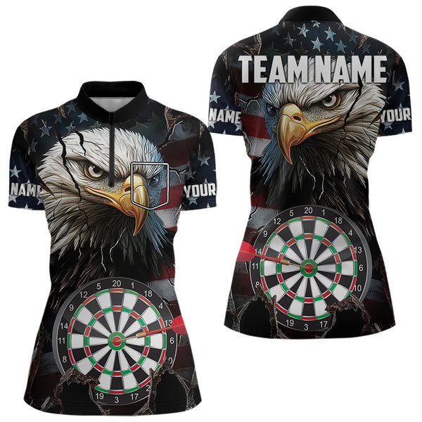 Personalized Eagle American flag Darts Team Shirts For Women Custom Patriotic Darts League Jersey NQS9619