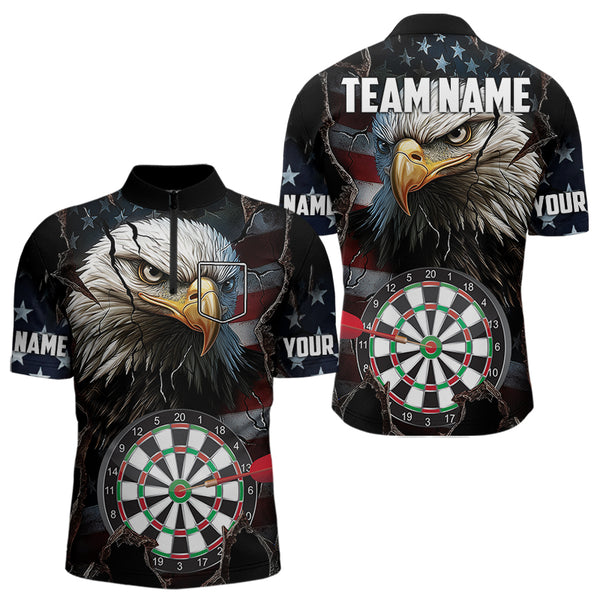 Personalized Eagle American flag Darts Team Shirts For Mens Custom Patriotic Darts League Jersey NQS9619