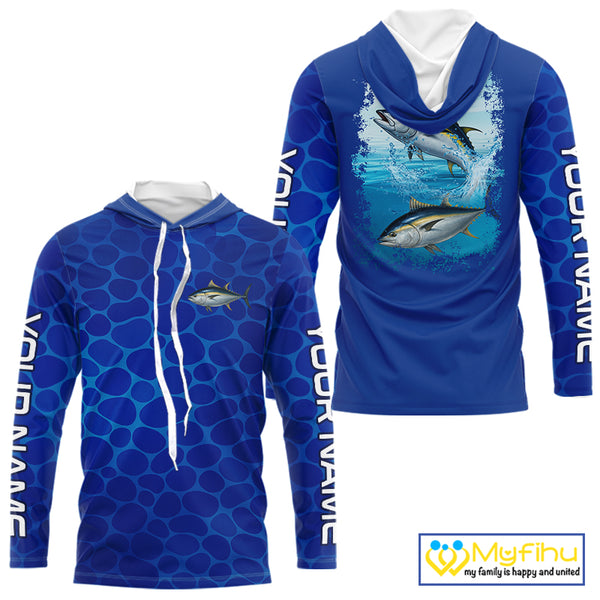 Blue Sea Camo Tuna fishing shirts custom name saltwater Tuna fishing sun protection fishing apparel NQS10054