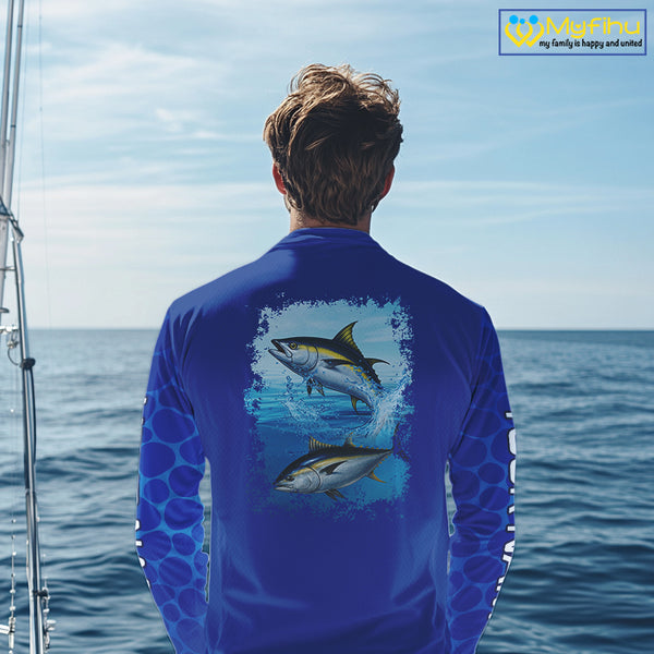 Blue Sea Camo Tuna fishing shirts custom name saltwater Tuna fishing sun protection fishing apparel NQS10054