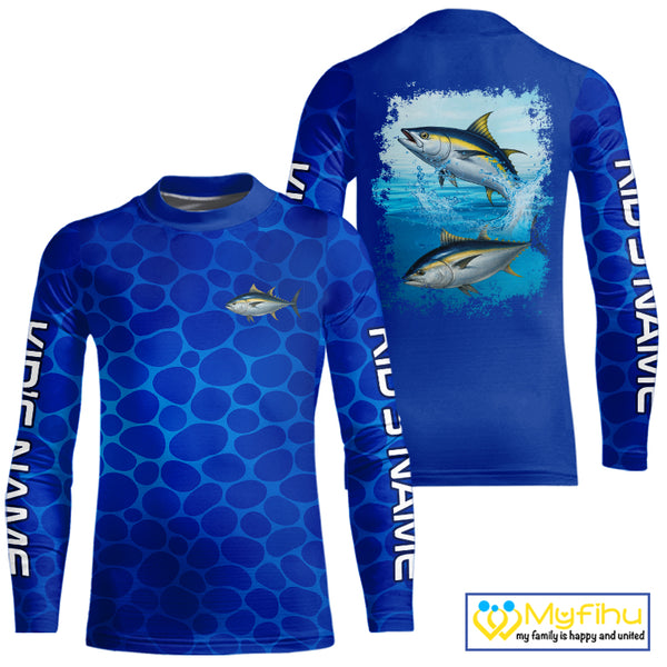 Blue Sea Camo Tuna fishing shirts custom name saltwater Tuna fishing sun protection fishing apparel NQS10054
