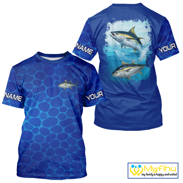 Blue Sea Camo Tuna fishing shirts custom name saltwater Tuna fishing sun protection fishing apparel NQS10054