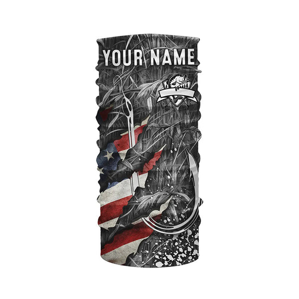 American flag fish hook gray camo fishing custom sun protection performance long sleeve fishing shirt NQS6055