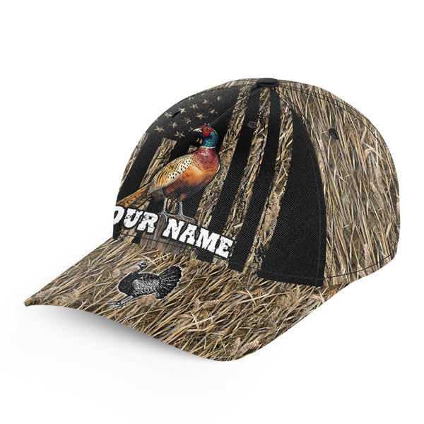 Pheasant hunting waterfowl camo American flag Custom hunting hat Unisex Pheasant hunting cap NQS8605