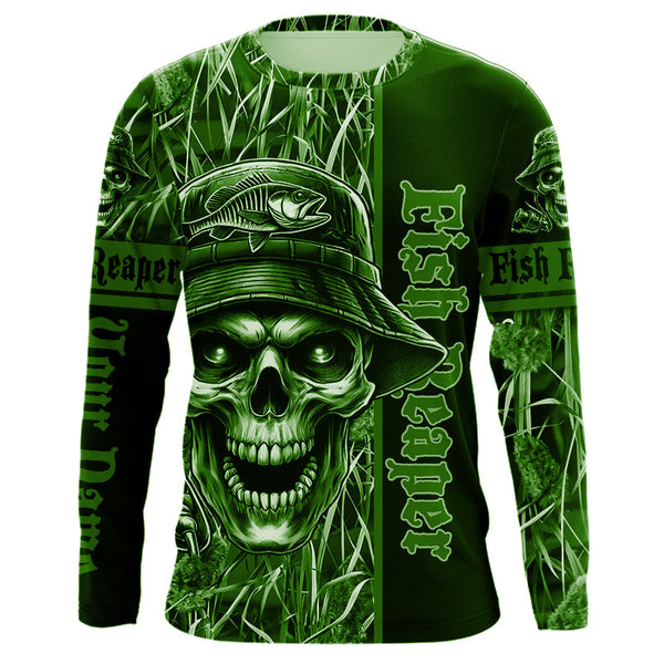 Fish reaper fishing green camo UV protection custom fishing shirts NQS2445