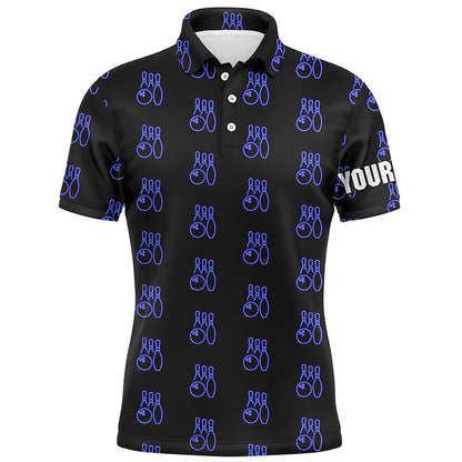 Black Neon Bowling seamless pattern Custom Mens bowling polo shirts, bowling team league jerseys NQS6761