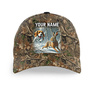 Rabbit hunting with Beagle 3D camo Custom hunting hat Unisex hunting Baseball hat NQS2739