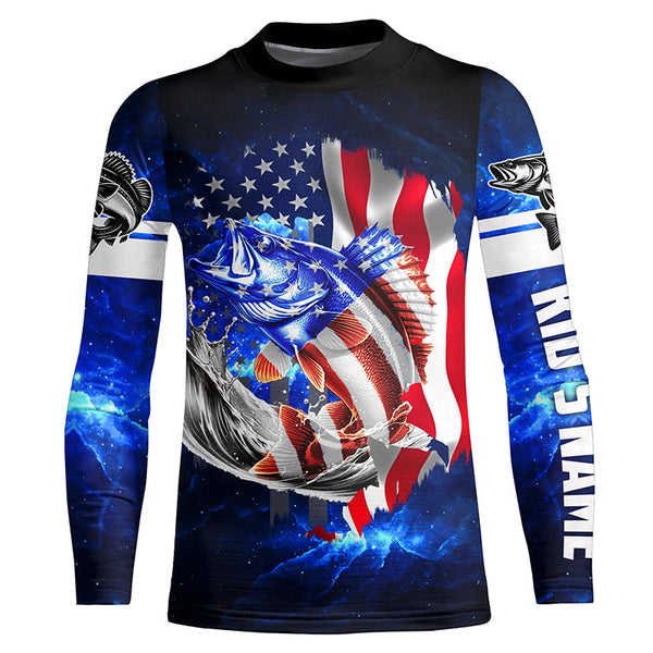 Walleye Fishing 3D American Flag patriotic Customize name All over print shirts NQS414